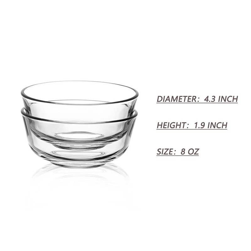 SWEEJAR 8 oz Glass Bowls Set(6 pack),Small for Kitchen,Dessert for