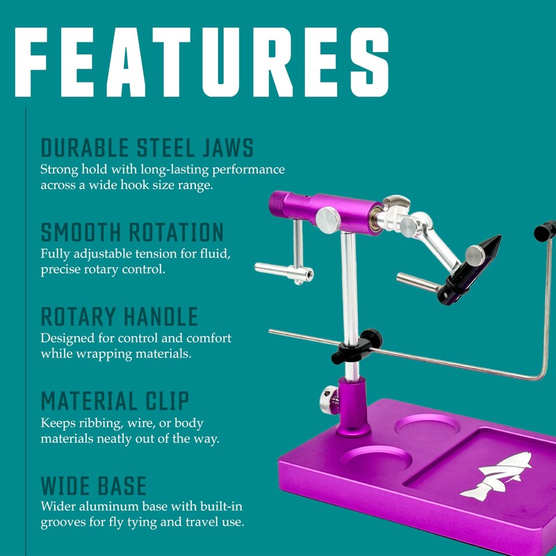 Nirvana V2 Rotary Fly Tying Vise with Travel Base (Bright