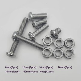 84Pcs M6 x 8mm,12mm,16mm,20mm,30mm,40mm Hex Pan Head Cap Bolts Nuts Screws Assortment Set 304 Stainless Steel Allen Socket Drive (84PCS M6 Hex Screws Nuts)