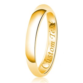 Tioneer 5mm Stainless Steel 316L Classic Plain Wedding Band Ring | High Polished | Personalize Engravings | Jewelry Box (Gold, 9.5)