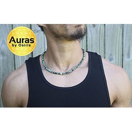 Gemstone Necklaces with easy lock Clasp Crystal Healing Talismans Spiritual Protection Jewelry for Men/Women (04: African Turquoise, 01: 6mm Bead Diameter, 17 inch)