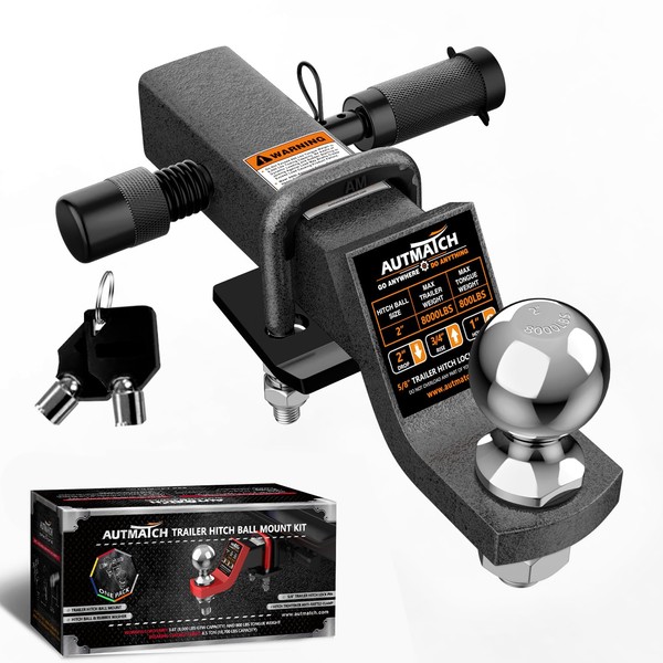 AUTMATCH Trailer Hitch Ball Mount with 2 Inch Hitch Ball,