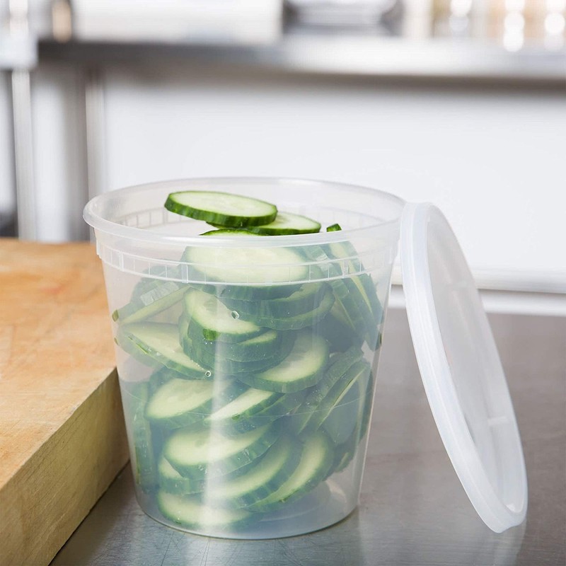 24 oz. Plastic Deli Food Storage Containers with Airtight Lids
