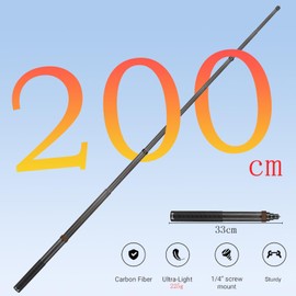 33cm Extended to 2m Super Long Carbon Fiber Invisible Selfie Stick for Insta360 X4, X3, X2, X One RS, GoPro Hero 13, 12, 11, 10, 9, 8 Action Cameras (Coffee)