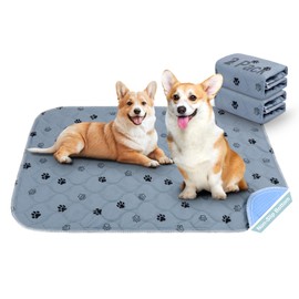 Aomig 2 Pack Reusable Dog Training Pads Washable Puppy Pee Pads, Waterproof & Non-Slip Pack Whelping Pad, Absorbent Pet Mat Pee Pads for Dogs for Playpen Crate Housebreak Home Travel(Gray Footprints)