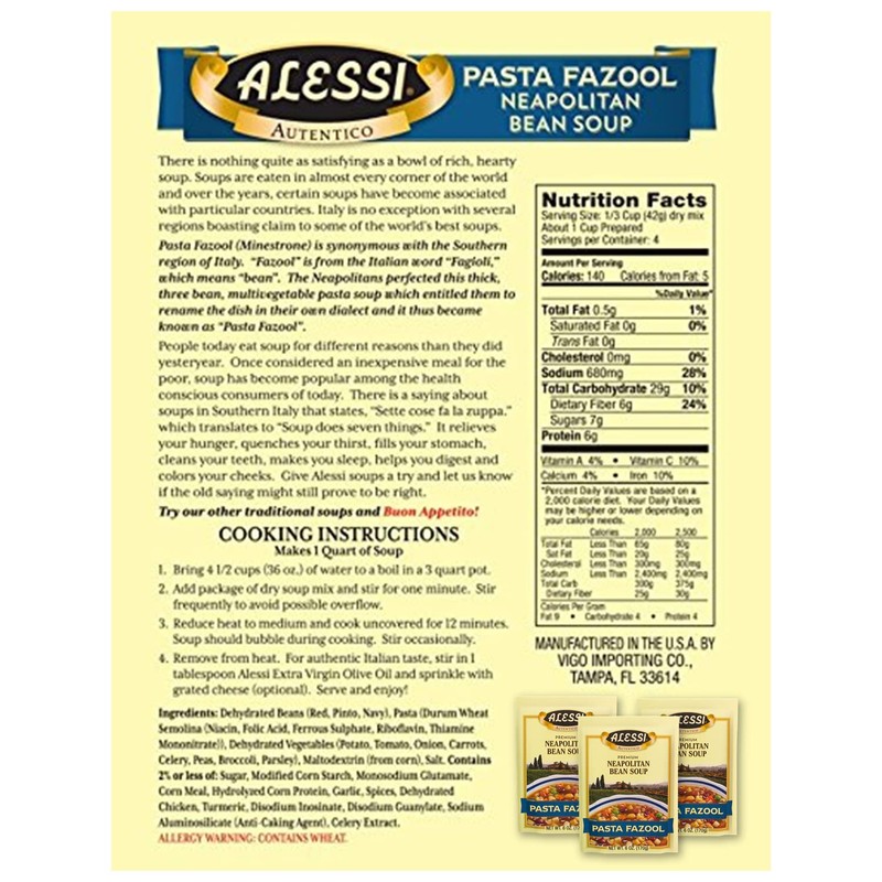 Alessi Autentico Premium Soups, Traditional Flavors, 6oz (Variety, Pack of