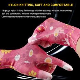 Elisedaney 6 Pairs Gardening Gloves for Women - Breathable Rubber Coated Garden Gloves