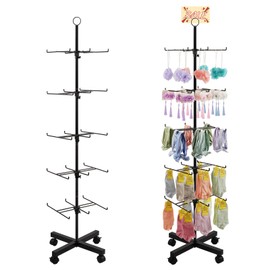 Flenpptly Retail Display Stand Rotating Display Stand 5 Tier Spinning Display Stand for Craft Shows, Jewelry, Keychain, Earring Adjustable Height Retail Display Racks (5-Tier Black)