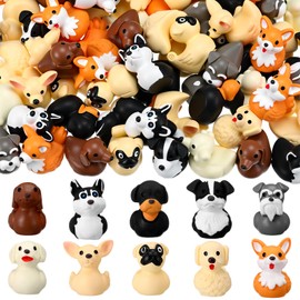 50 Pcs Mini Resin Dog Duck Golden Retriever Duck Figurine Small Random Animal Statue Cute Funny Tiny Animal Figures
