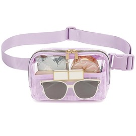 Cangurera transparente aprobada para estadios, impermeable, con correa ajustable, ideal para viajes, festivales, deportes y fiestas, color beige, Purp
