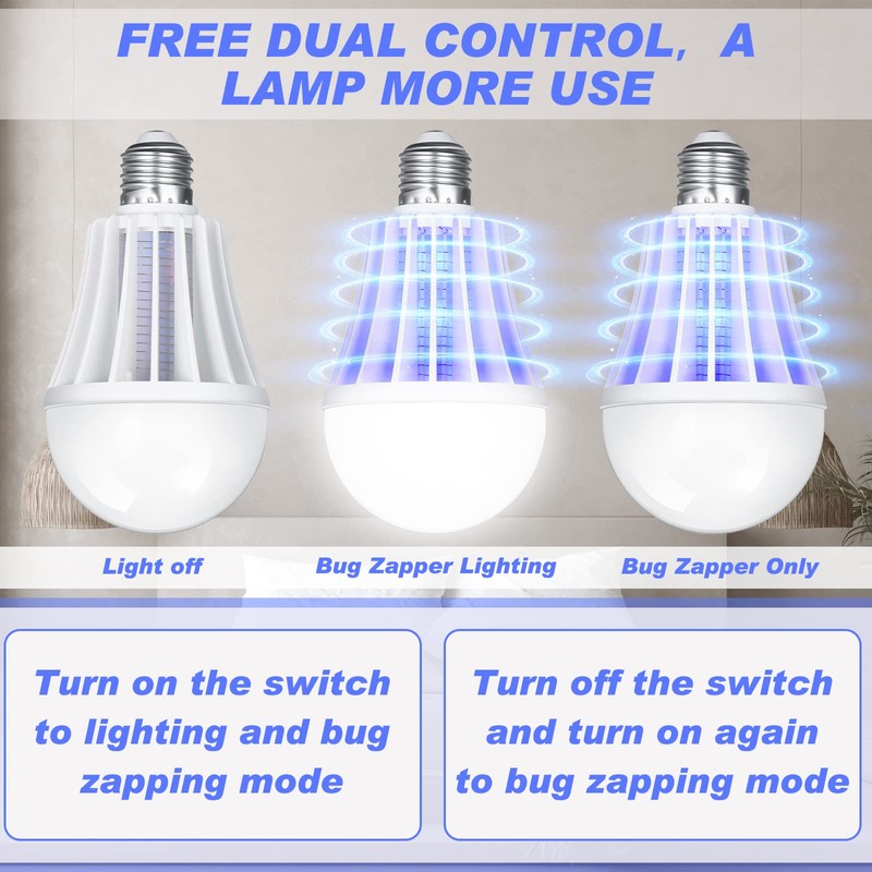 Qualirey Bug Zapper Light Bulb Bulk 2 in 1 Electronic