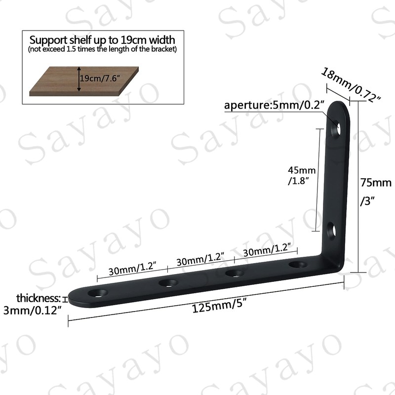 Sayayo Shelf Brackets 4Pcs, Heavy Duty Wall Brackets for Shelves