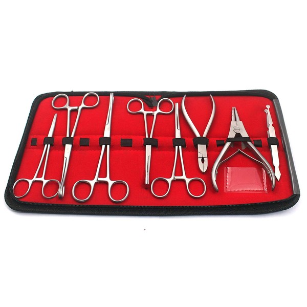 OdontoMed2011 8 PC'S PRO PIERCING TOOL SET BODY PIERCING INSTRUMENTS STAINLESS STEEL ODM