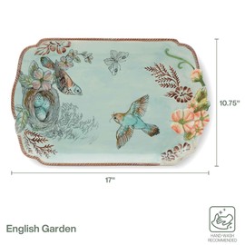 Fitz and Floyd English Garden Serving Platter, 17 Inch, Blue