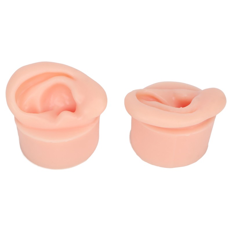 1 Pair Piercing Practice Ear Model Novice Soft Silicone Flexible