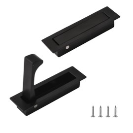 UFURMATE Flush Mount Door Pull, 2 Pieces 304 Stainless Steel Pocket Door Handle Brushed Flush Mount Pocket Door Hardware Pocket Door Edge Pull for Closet Pocket (Black)