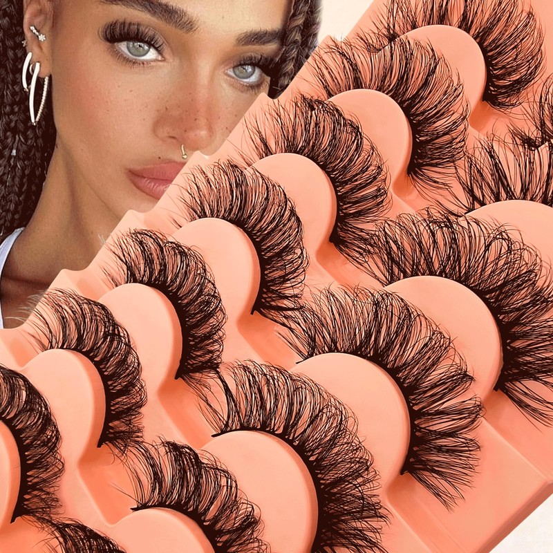 7 Pairs of 3D False Eyelashes, Cat Eye, Fluffy Volume,