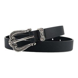 EMOTTOS Women's Vintage Leather Belt - Carving Buckles Belt Western Cowboy Cowgirl for Women Belt with Exquisite Carving Retro Buckle for Jeans Dress Dress, C-crown