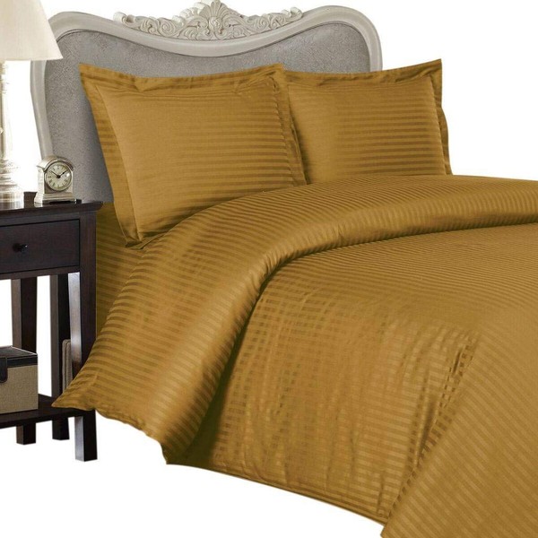 Six (6) Piece EASTERN KING Size, BROWNZE Damask Stripe, 1000