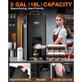 PYY Insulated Beverage Dispenser 5 Gallon - Hot and Cold Drink Container with Handles, Thermal Drink Dispenser Cooler Server carrier For Commercial Catering Black