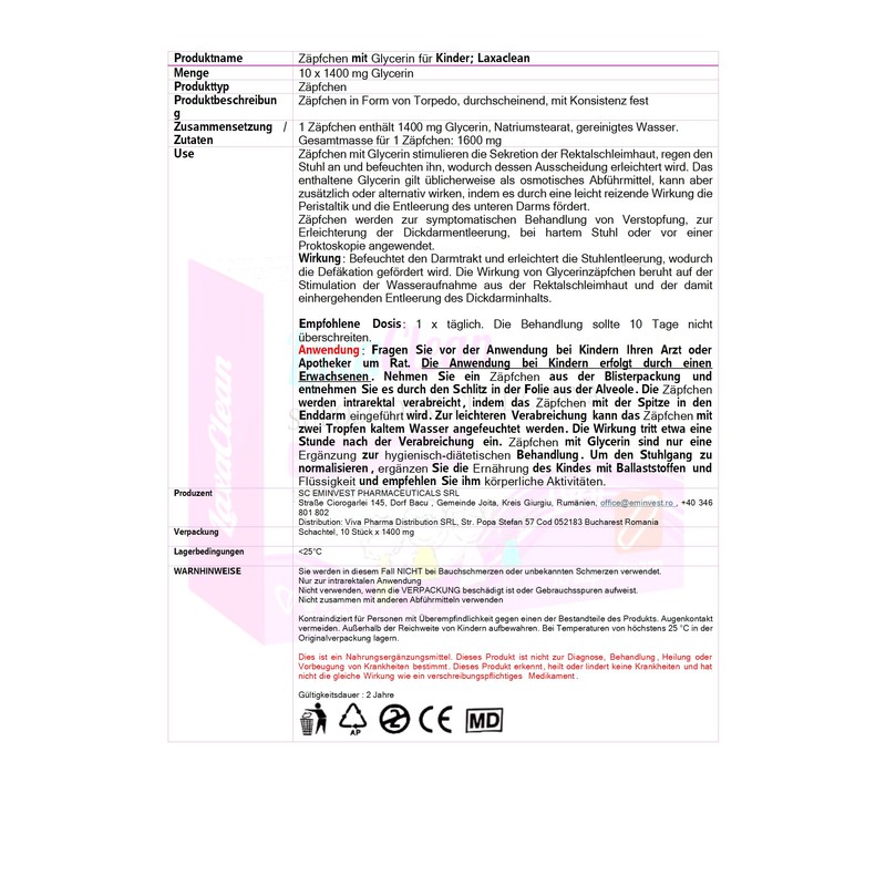 Gly.cerin Children's Suppositories, Pack of 10