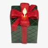 Luminara Flameless Candle Green Gift Box with Glitter Red Ribbon