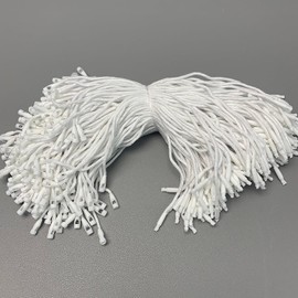 White Cotton Hang Tag Strings 1000-Pack - 7.7inches Bulk Snap Closure Ropes | Clean & Modern Tagging Cords for Clothing, Crafts & Retail Labels