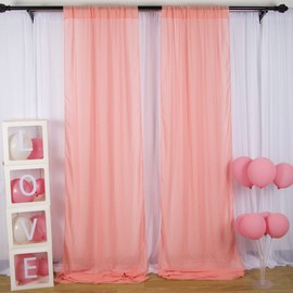 Blush Pink Chiffon Curtains 2 Panels 28x120 Inch Long Chiffon Backdrop with Rod Pockets Chiffon Backdrop Drapes Wedding Party Stage Decoration (Blush, 2PCS 28x120 Inches)
