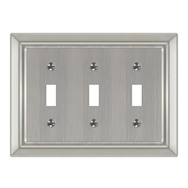 Dyekou Metal Wall Plate for Electrical Outlets, Decorative Brushed Nickel Switch Plates Outlet Cover, Light Switch Cover Plate, 3-Gang Wall Plates (Triple Toggle, 1 Pack)