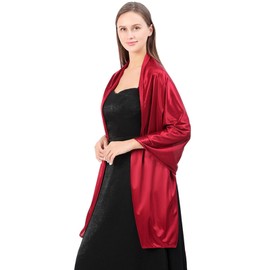 LumiSyne Women's Silky Satin Scarf and Wrap for Evening Dresses Plain Lightweight Long Scarves Elegant Festive Stole Wrap for Bride Bridesmaid Wedding Prom Party 200 x 70 cm, dark red