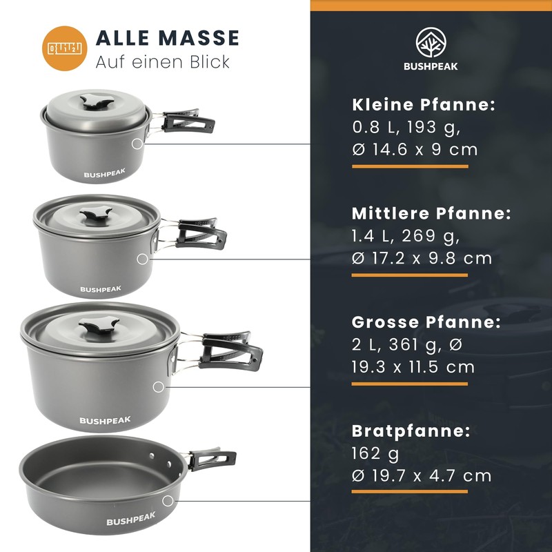 Bushpeak Camping Pots for Gas Cookers Camp Chef Camping Pot