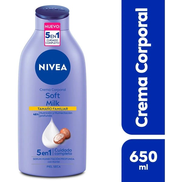 Nivea Crema Corporal Soft Milk Con Karité Piel Seca 650mL