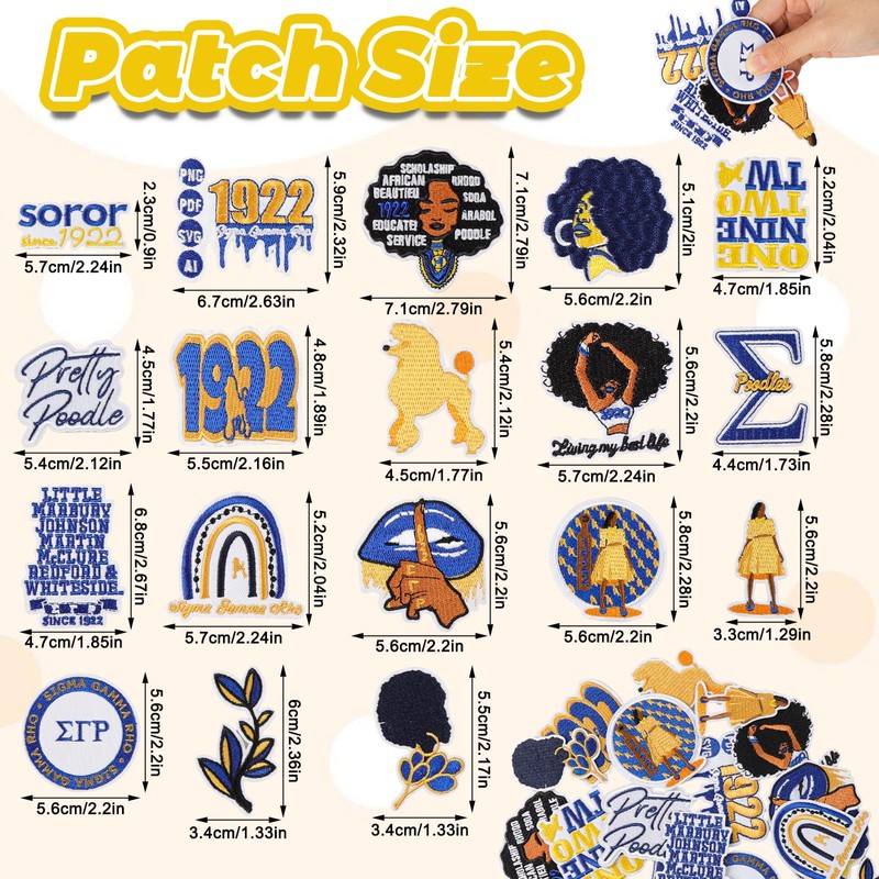 loghohu 18 Pcs Sigma Gamma Rho Sorority Embroidered Patches ΣΓΡ