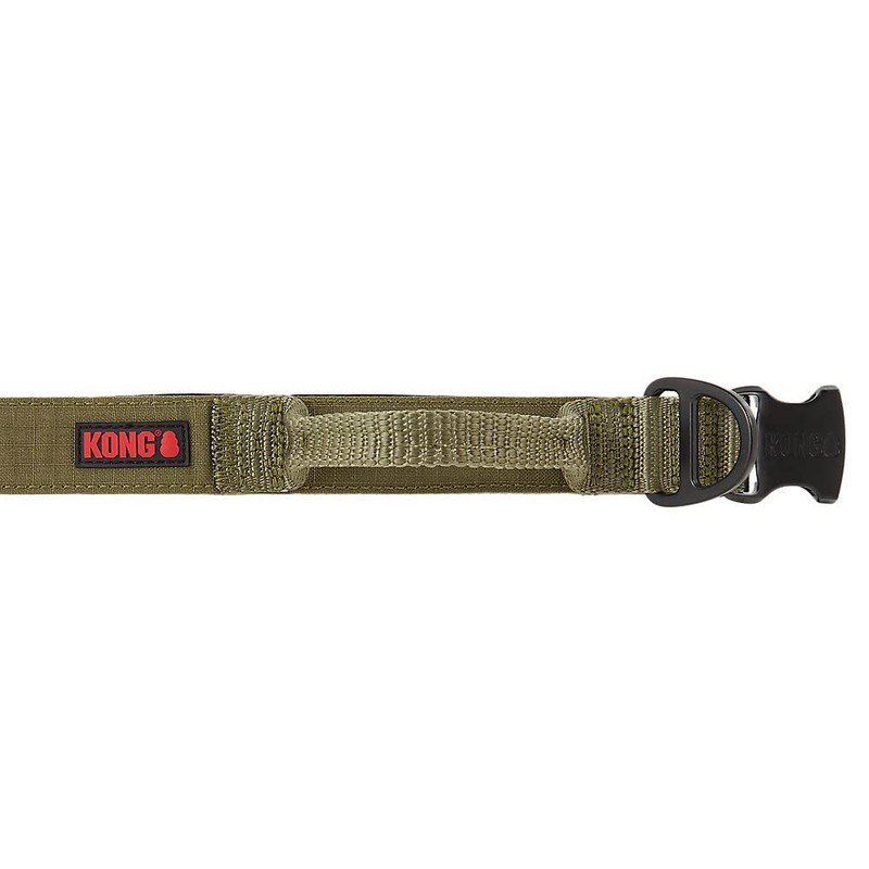KONG Ultra Durable Padded Comfort Handle Dog Collar (Medium, Green)