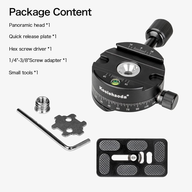 Koolehaoda Panorama Tripod Head 360 Degree Rotation Panoramic Head Aluminium