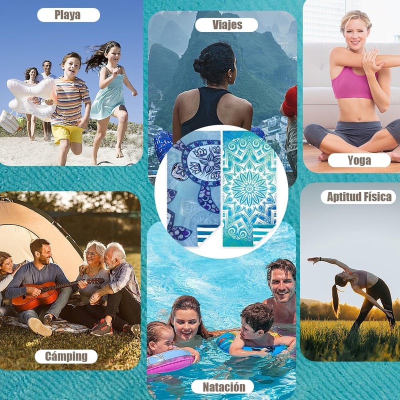 Pack de 2 Toallas de Playa de Microfibra para Adultos