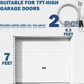 NAZOU 8.5FT Garage Door Cable Replacement 1/8 inch Vinyl Coated Wire Cable & Parts Fits 7FT Garage Door (2 Pack)