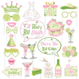 Kreatwow Martini Birthday Decoration 24Pcs Martini Photo Booth Props A Tini Bit Older Birthday Decor Martini-Bar Cocktail Bow Party Tini Bar Decor Martini-Trendy Party Supply for Bday Bachelorette