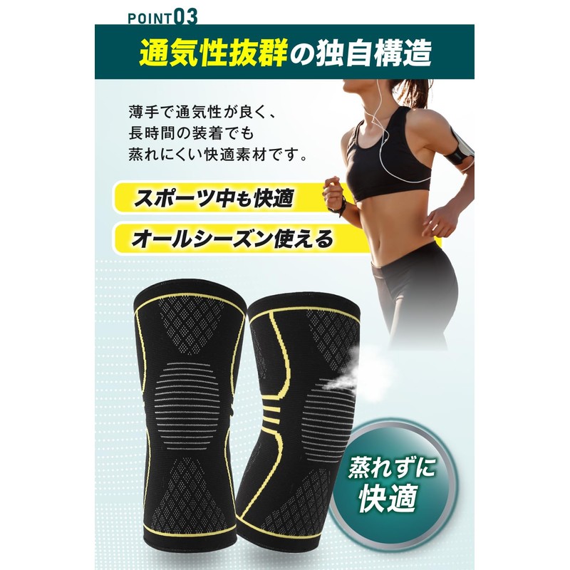 【集中保護&滑り止め】 膝サポーター 立体構造２枚入り 着圧 通気性 ひざ専用 歩行 スポーツ 衝撃吸収 男女兼用