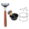 4Pcs Shaving Kit Manual Razor Stainess Steel Stand Holder Brush