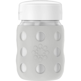 Lifefactory 8-Ounce Stainless-Steel Vacuum-Insulated Wide-Neck Baby Bottle with Flat Cap, Cool Grey, LS2231WCG4