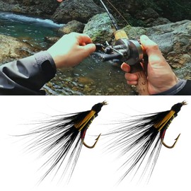 EMSea 4x Black Cormorant Wet Trout Flies Fish 10 Hooks Suitable for Fishing Water Trout