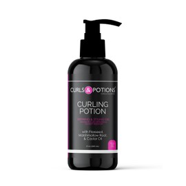 Curls & Potions- Curling Potion Styling Gel- All Natural Flaxseed Gel for Curly, Coily, or Wavy Hair- 8 OZ