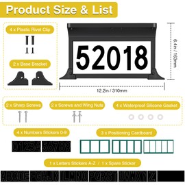 Lacasa Solar Address Sign, 3 Colors-in-1 Mailbox Number Plaque Light for Outdoor, Double-sided LED Lighted Waterproof Address Plaque for Mailbox Topper, Address Numbers House Numbers for Outside Light Up