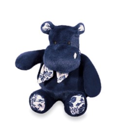 Histoire d'ours - Hippo Plush Toy - Hippo Bandana - Navy Blue - 22 cm - Soft and Cute for Callus - Birth and Birthday Gift Idea for Kids - Hippo - HO3178