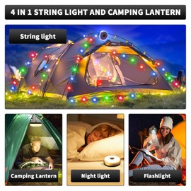 Camping String Lights, Waterproof 10m Outdoor Fairy Lights with 8 Modes for Tent Hiking