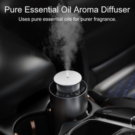 Waterless Essential Oil Diffuser for Car & Home,Rechargeable Hotel Scent Diffusers with 4 Mist Levels & Timers,Car Diffuser,Portable Aromatherapy Diffuser for Home Room Studio Office,Silver Metallic