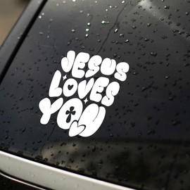 Jesus Loves You Car Decals, Christian Stickers, Jesus Stickers, Car Stickers and Decals, Bumper Stickers for Cars, Car Window Stickers, Window Vinyl Decals(5.3 x 4.4 in)