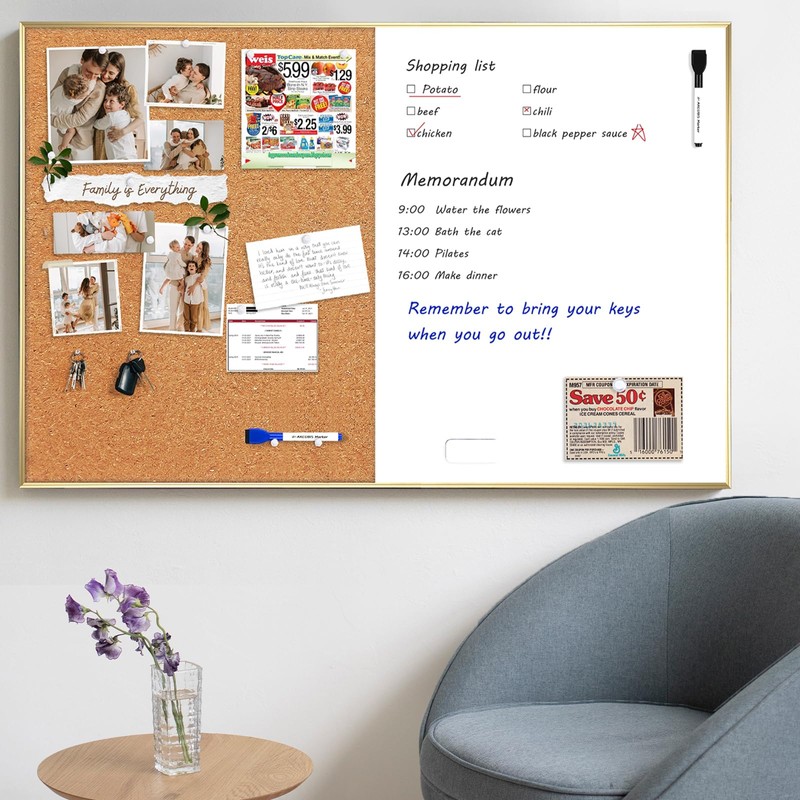 ARCOBIS Cork Board White Board Combo, 36 x 24 Inch