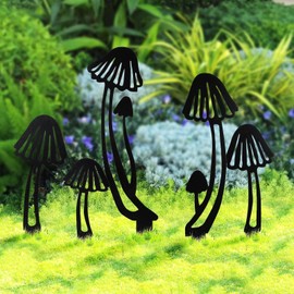 KOLYMAX Estaca decorativa de metal con diseño de hongos para jardín, decoración de silueta de animales, juegos de silueta para camino, piso, jardín, césped, decoración al aire última intervensión